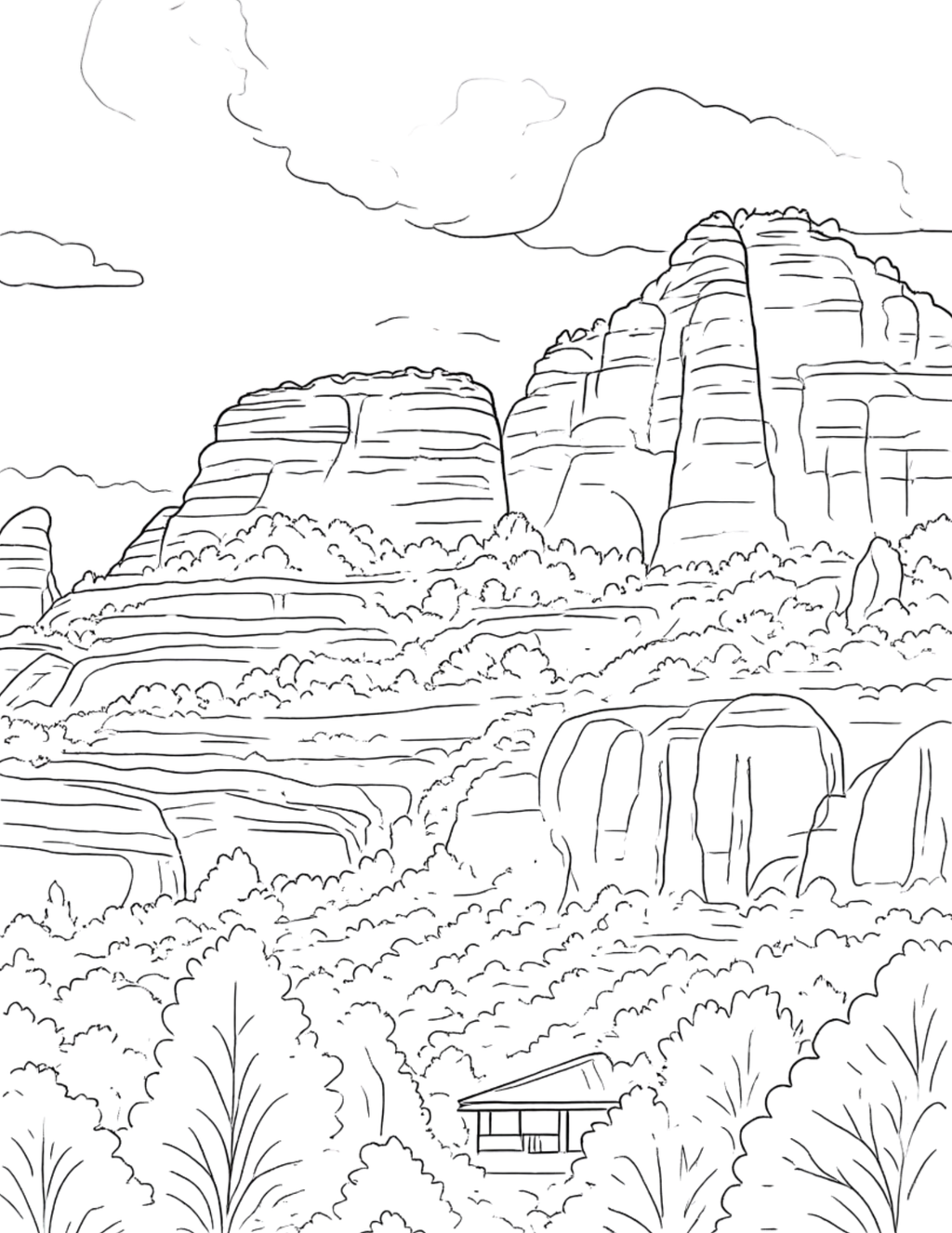Nature Scene Coloring Pages