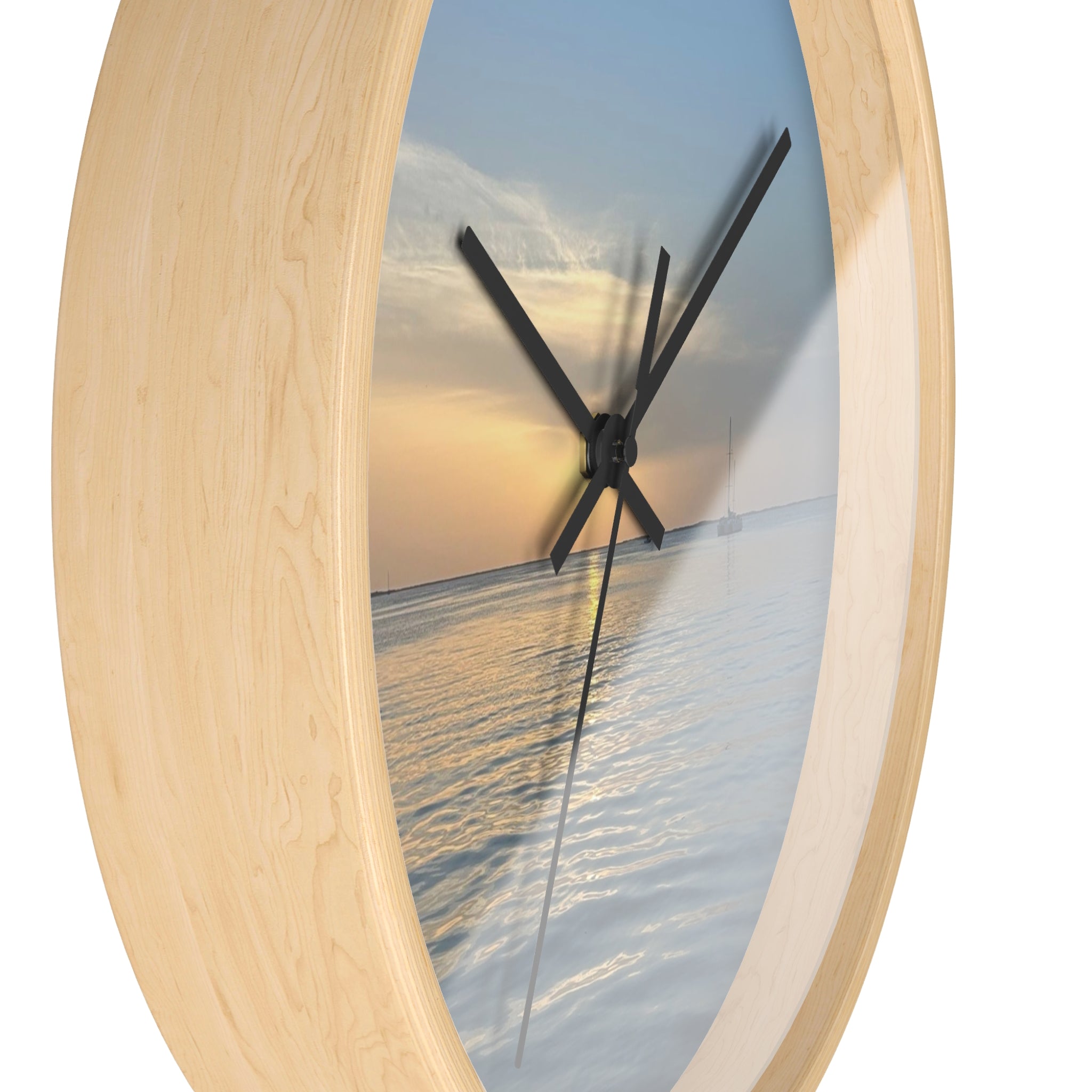 Sunset Sail Wall Clock — Coastal Sunset Seascape Home Decor
