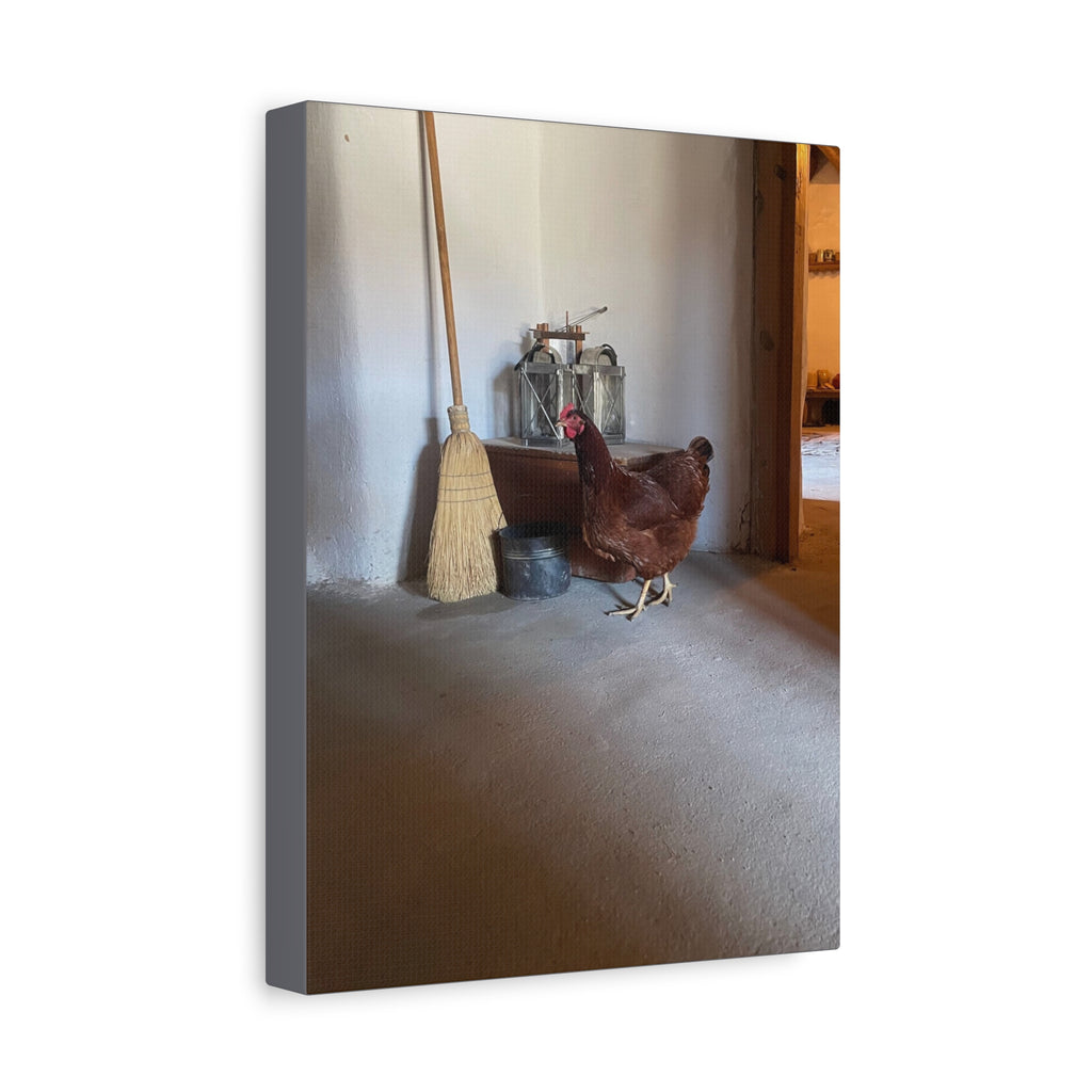 Farmhouse Chicken Canvas Print - Rustic Hen Matte Stretched Wall Art