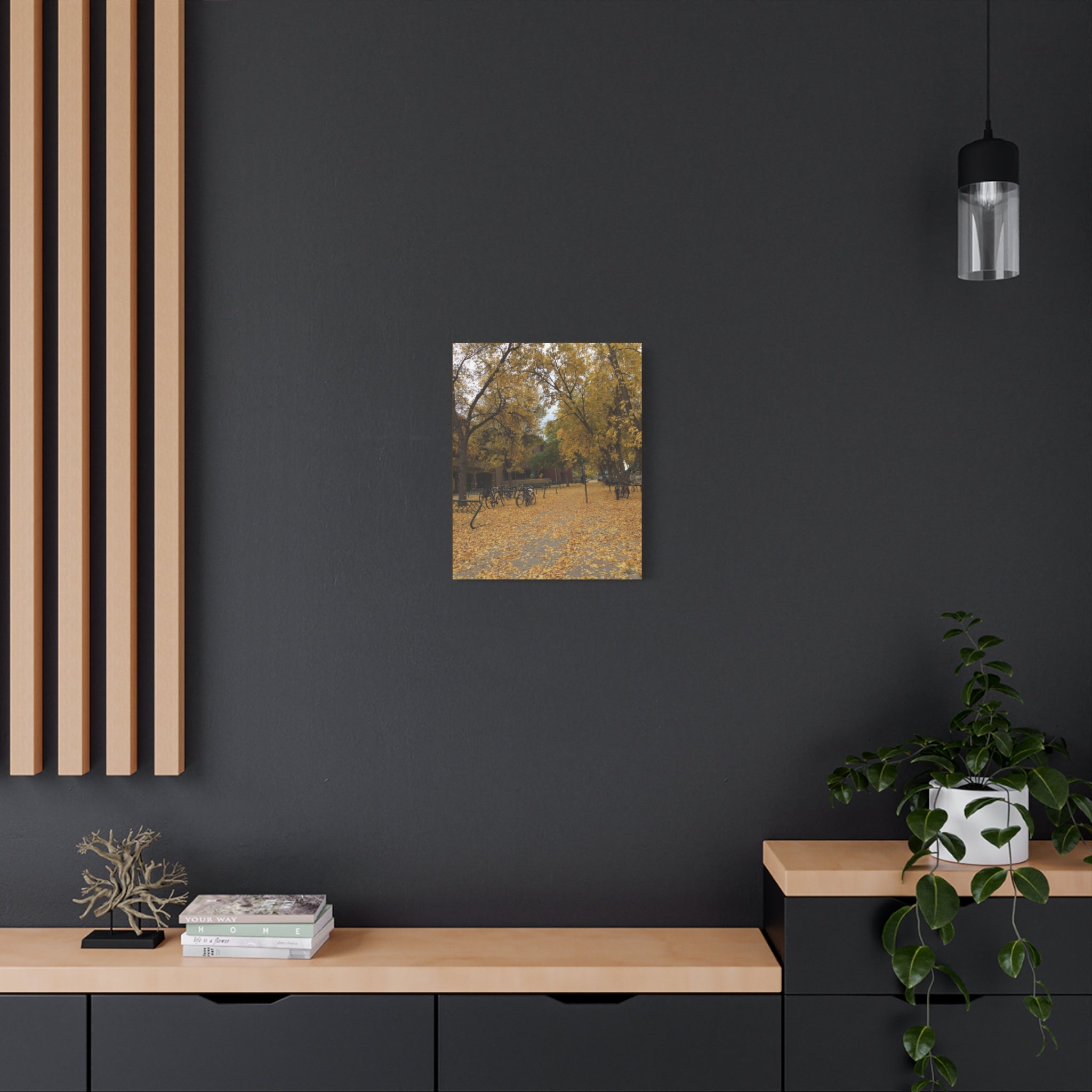 Autumn Campus Walk Matte Canvas Print