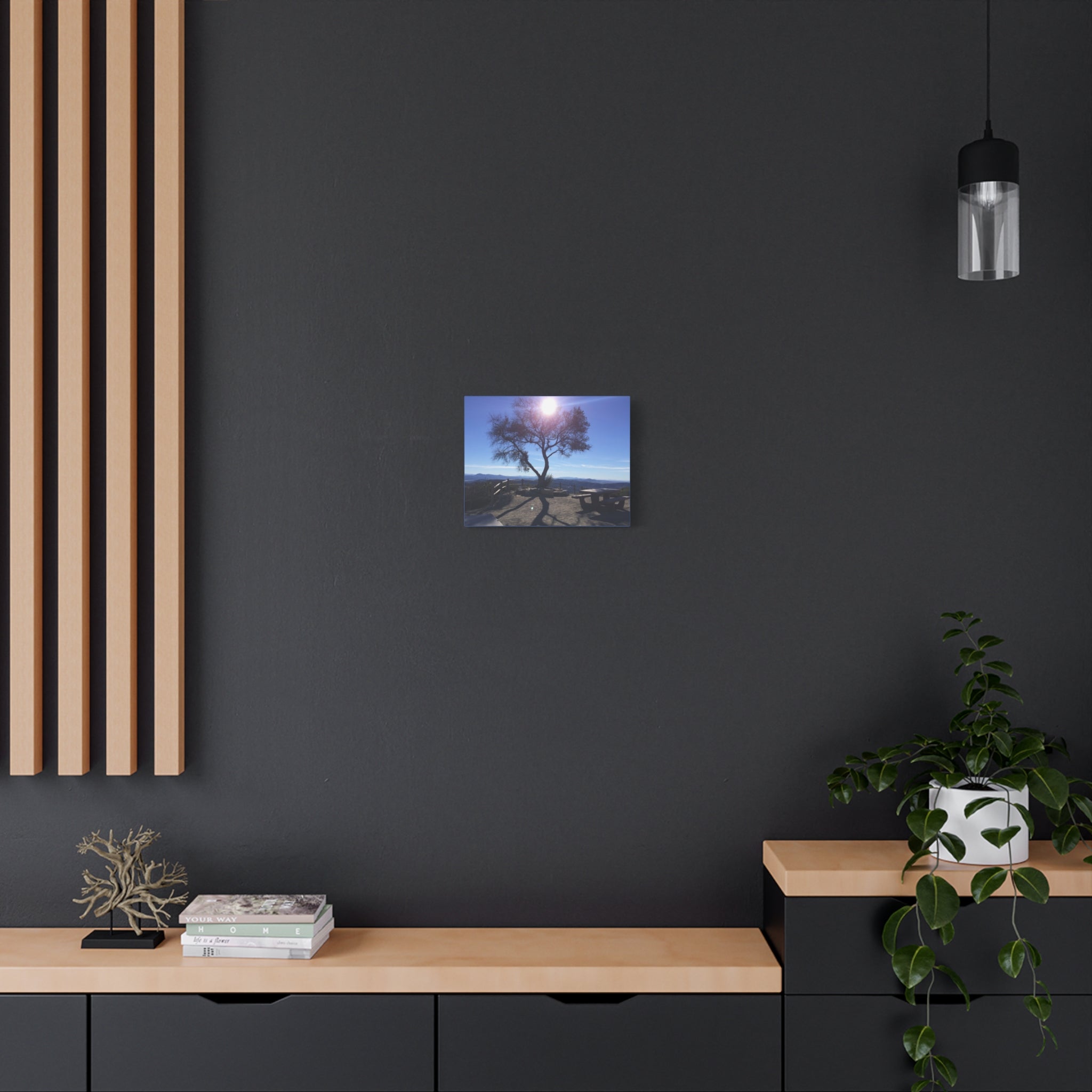 Sunlit Ridge Tree Matte Canvas Print — Scenic Landscape Wall Art