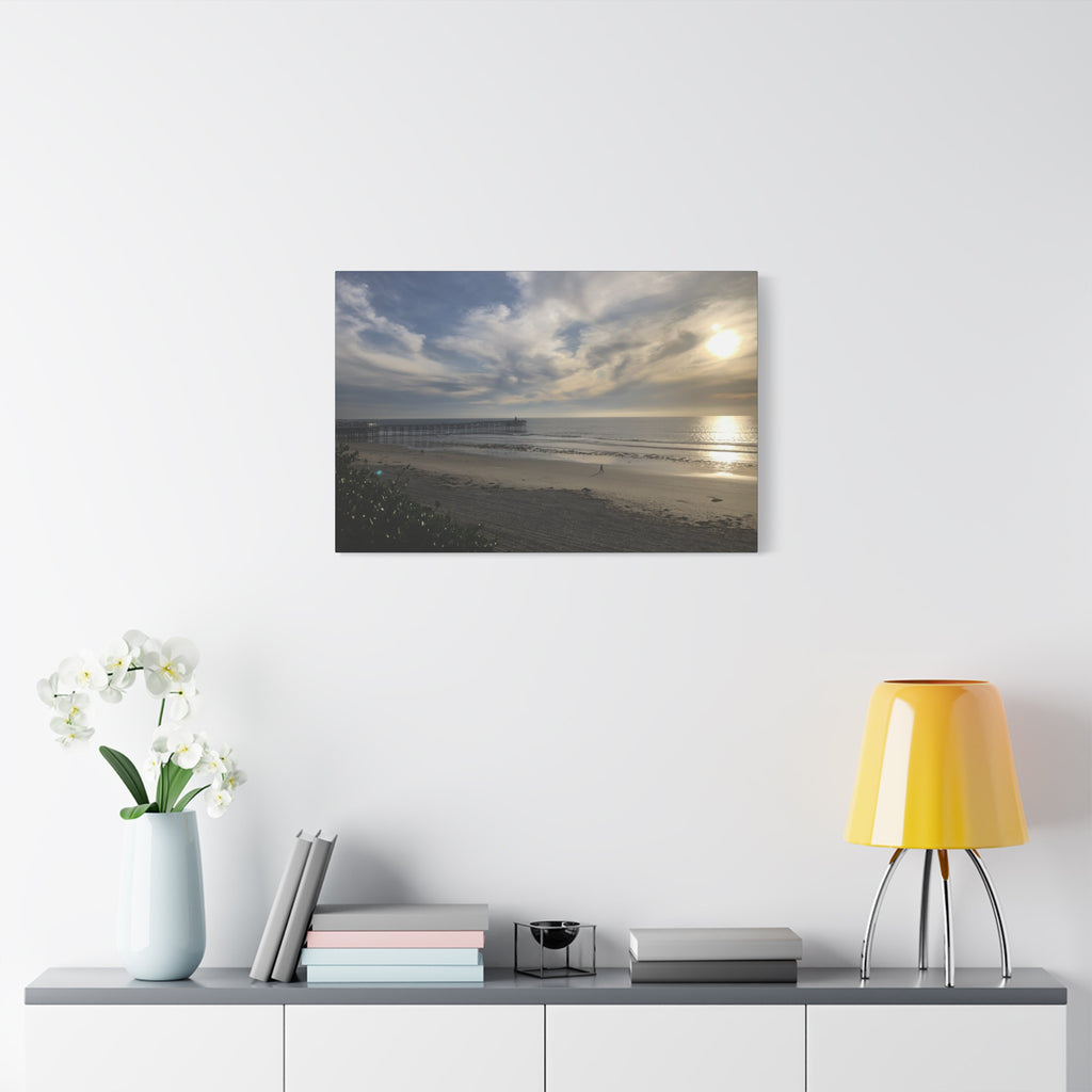 Sunset Pier Beach Canvas Print — Matte Stretched Wall Art