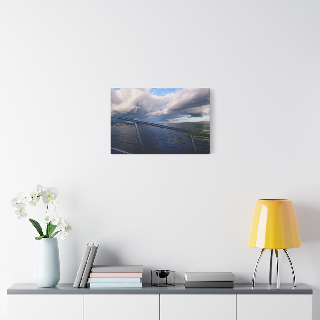 Ocean Horizon Boat Ride Matte Canvas Print – Stretched Seascape Wall Art
