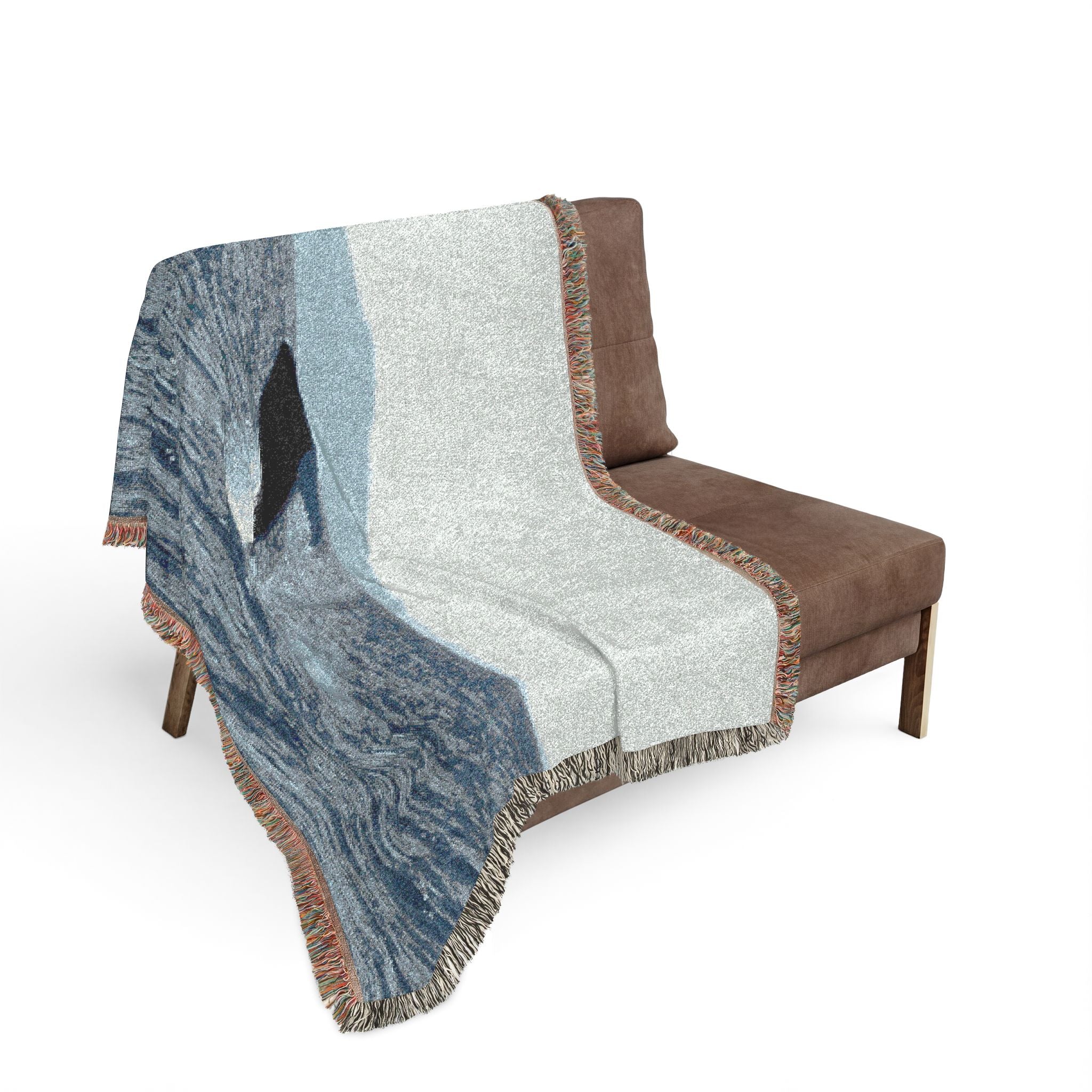 Whale Breach Woven Blanket — Ocean Coastal Throw for Marine Lovers