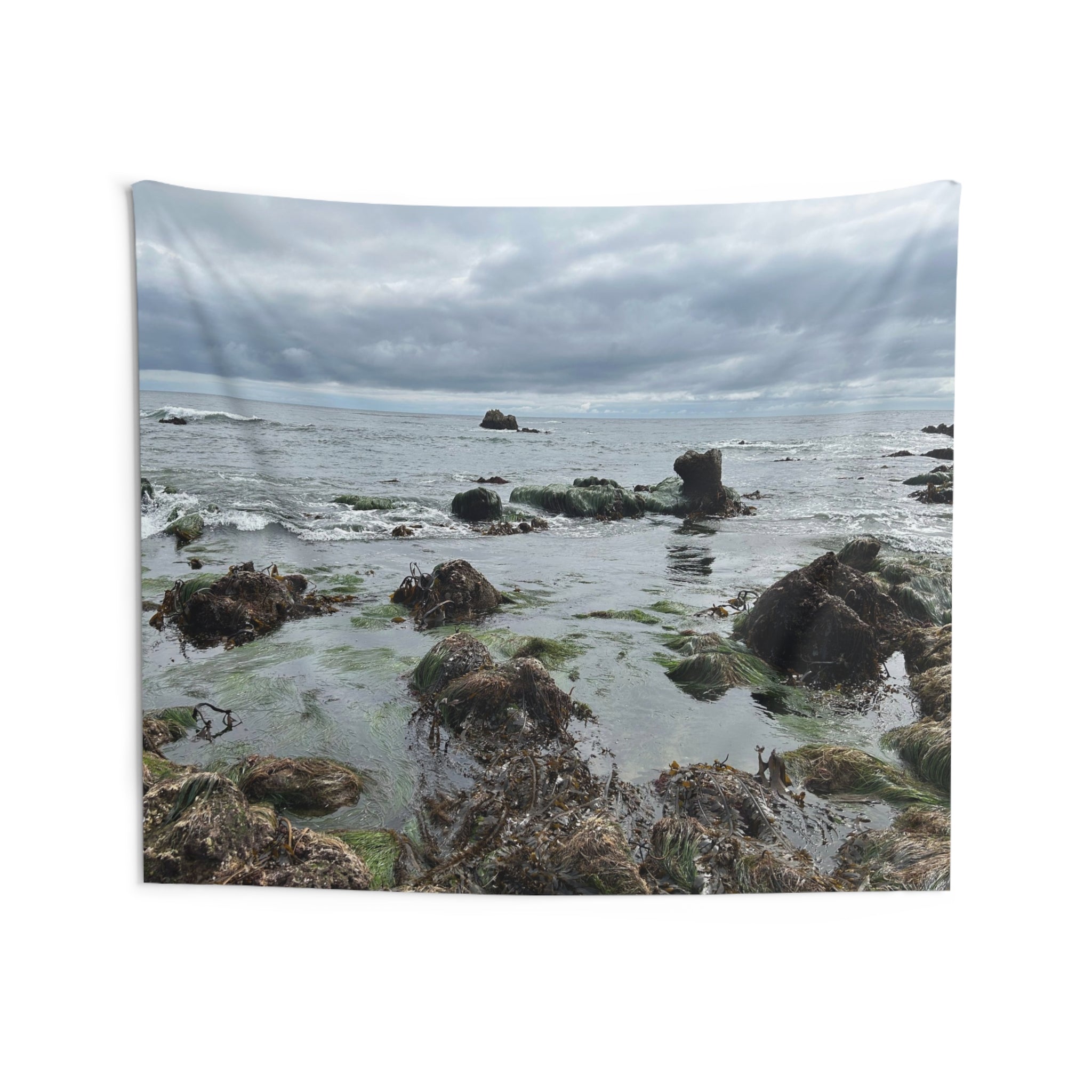 Coastal Shoreline Tapestry — Moody Rocky Beach Wall Art