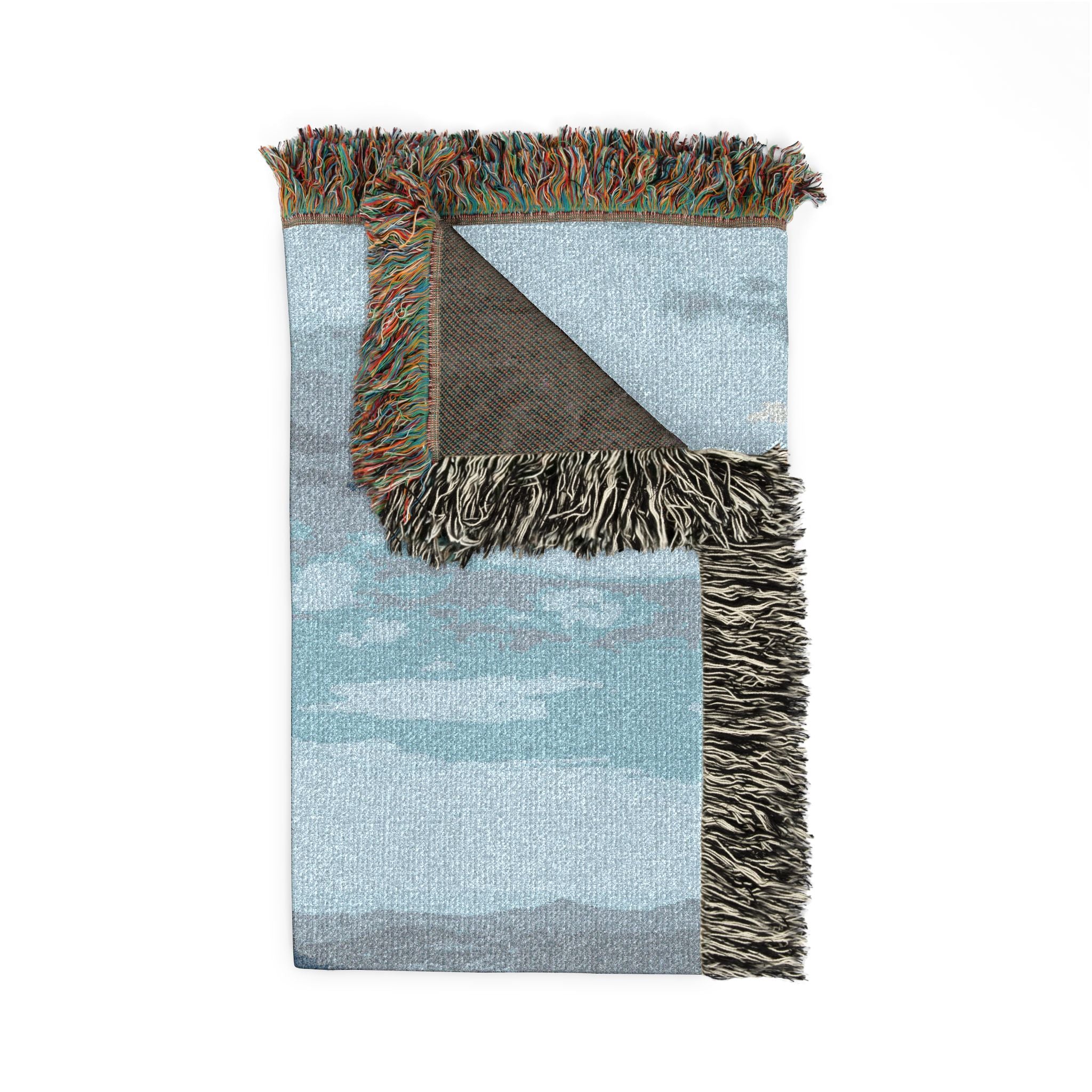 Scenic Mountaintop Woven Blanket – Vintage Landscape Throw for Living Room, Cabin, or Travel