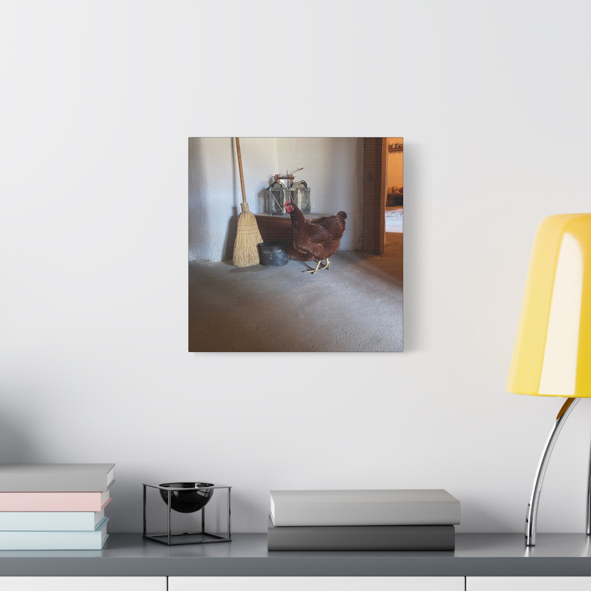 Farmhouse Chicken Canvas Print - Rustic Hen Matte Stretched Wall Art
