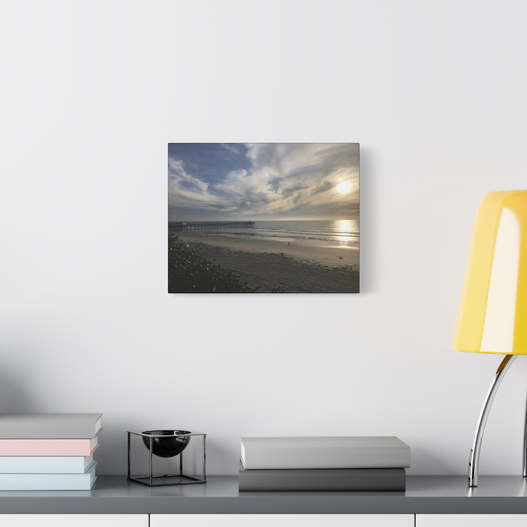 Sunset Pier Beach Canvas Print — Matte Stretched Wall Art