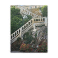 Mediterranean Staircase Matte Canvas Wall Art — Botanical Steps Landscape Print