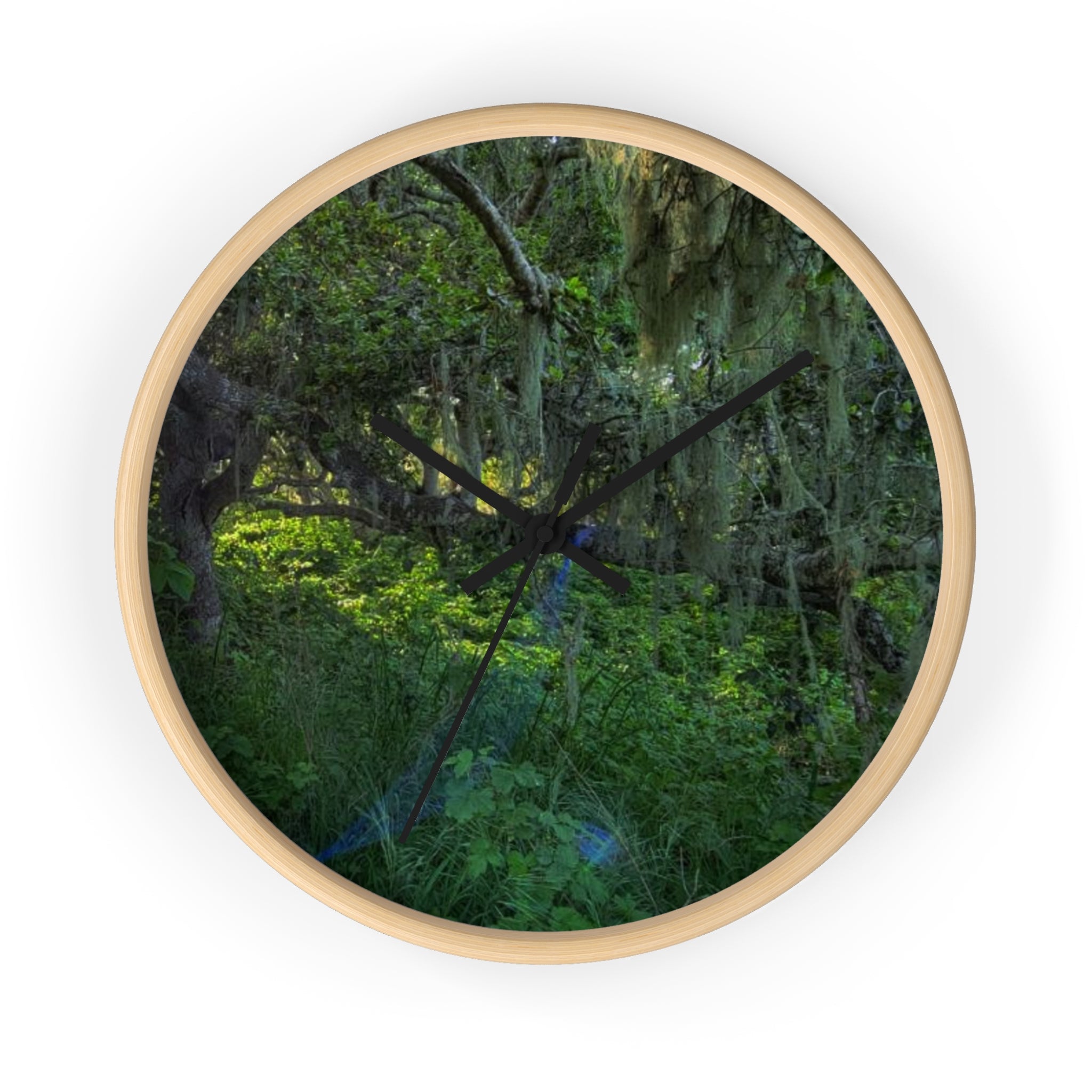 Mossy Forest Wall Clock — Tranquil Green Woodland Timepiece