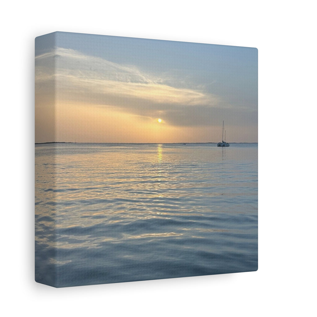 Sunset Sail Matte Canvas Print — Tranquil Ocean Wall Art, Stretched 1.25"