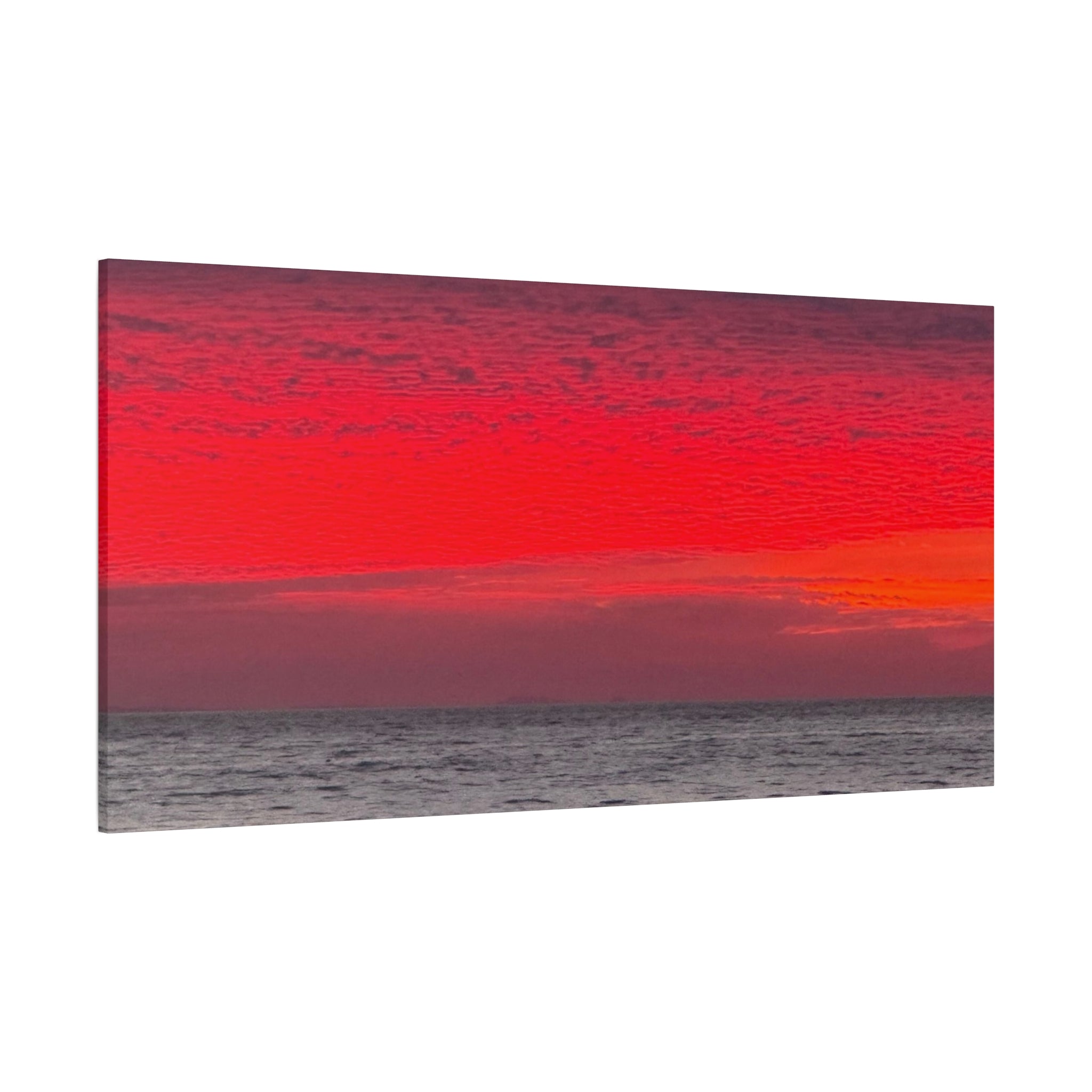 Sunset Horizon Matte Canvas Wall Art — Red Seascape Panorama, Stretched 1.25"