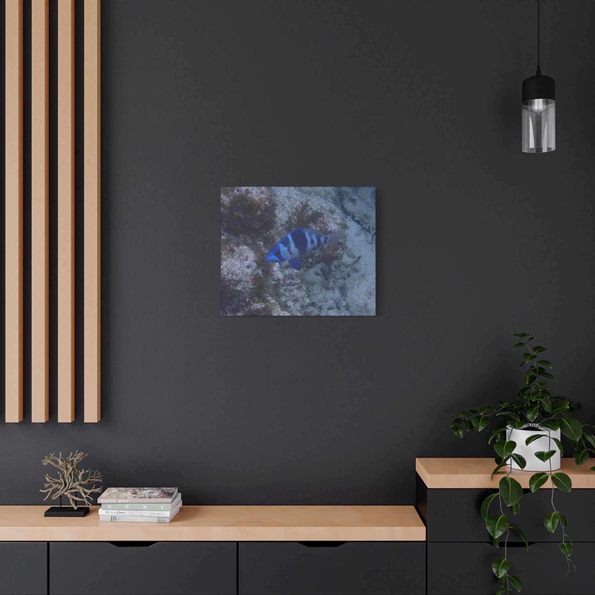 Indigo Hamlet Canvas Print — Underwater Matte Stretched Wall Art