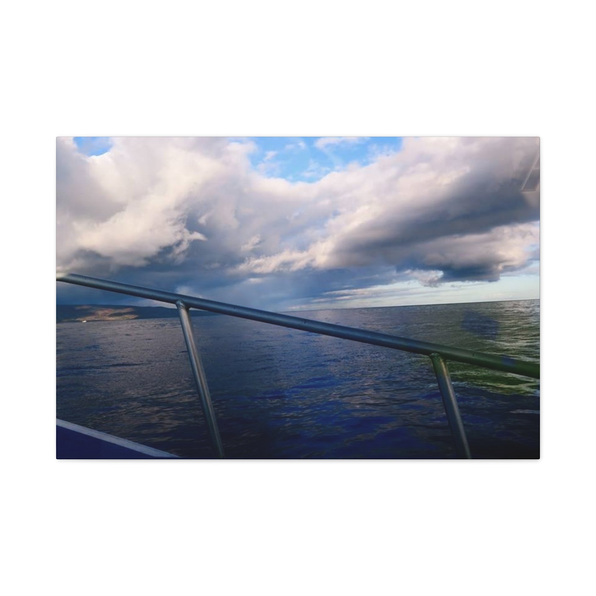 Ocean Horizon Boat Ride Matte Canvas Print – Stretched Seascape Wall Art