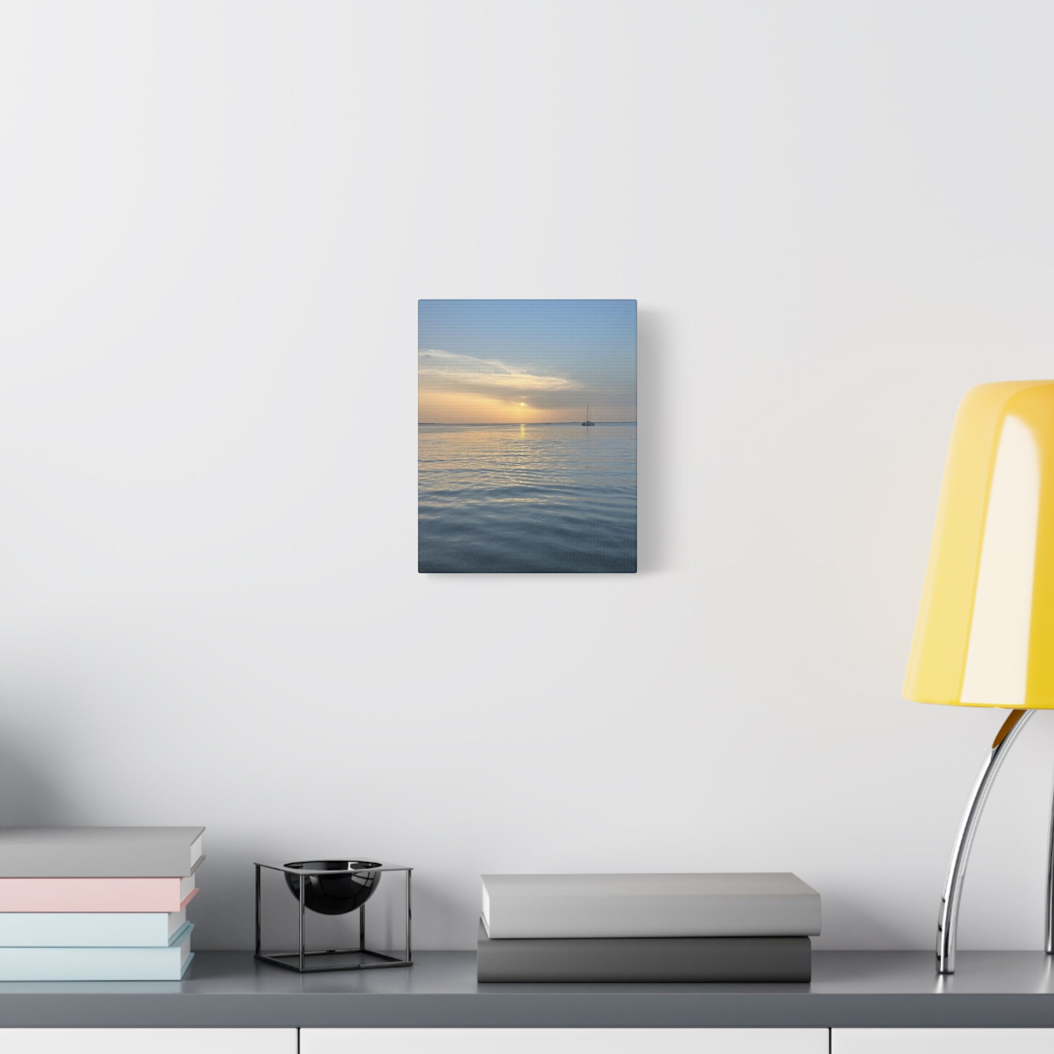Sunset Sail Matte Canvas Print — Tranquil Ocean Wall Art, Stretched 1.25"