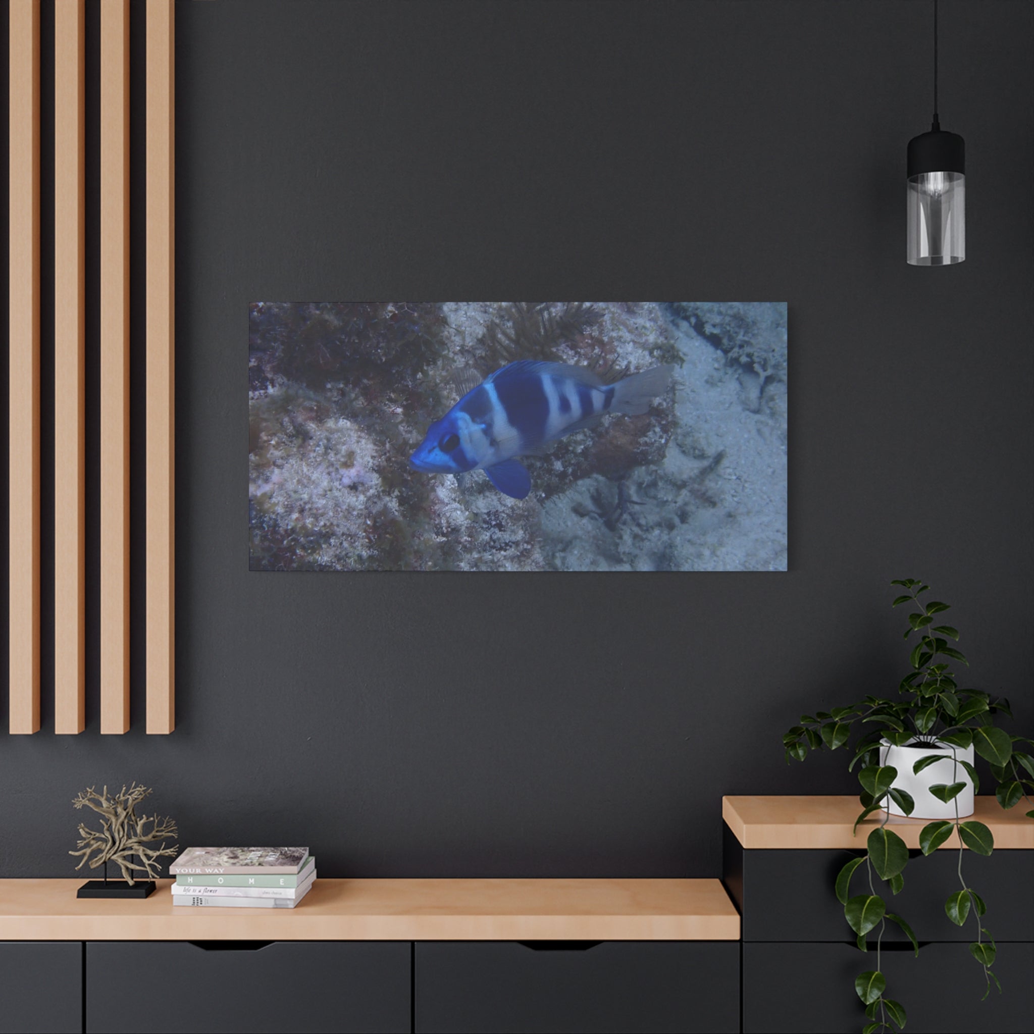 Indigo Hamlet Canvas Print — Underwater Matte Stretched Wall Art