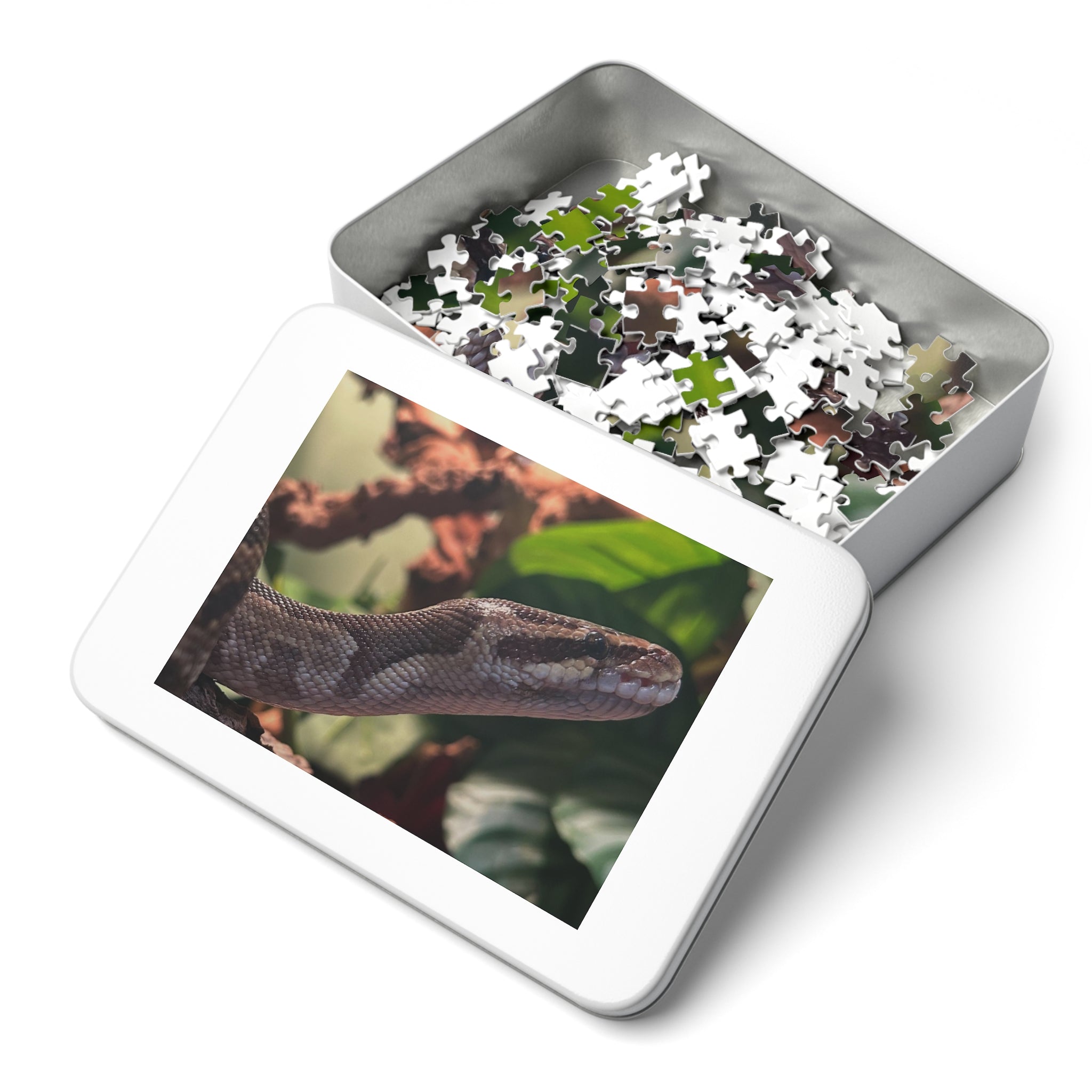 Snake Puzzle — Realistic Ball Python Jigsaw Puzzle with Tin