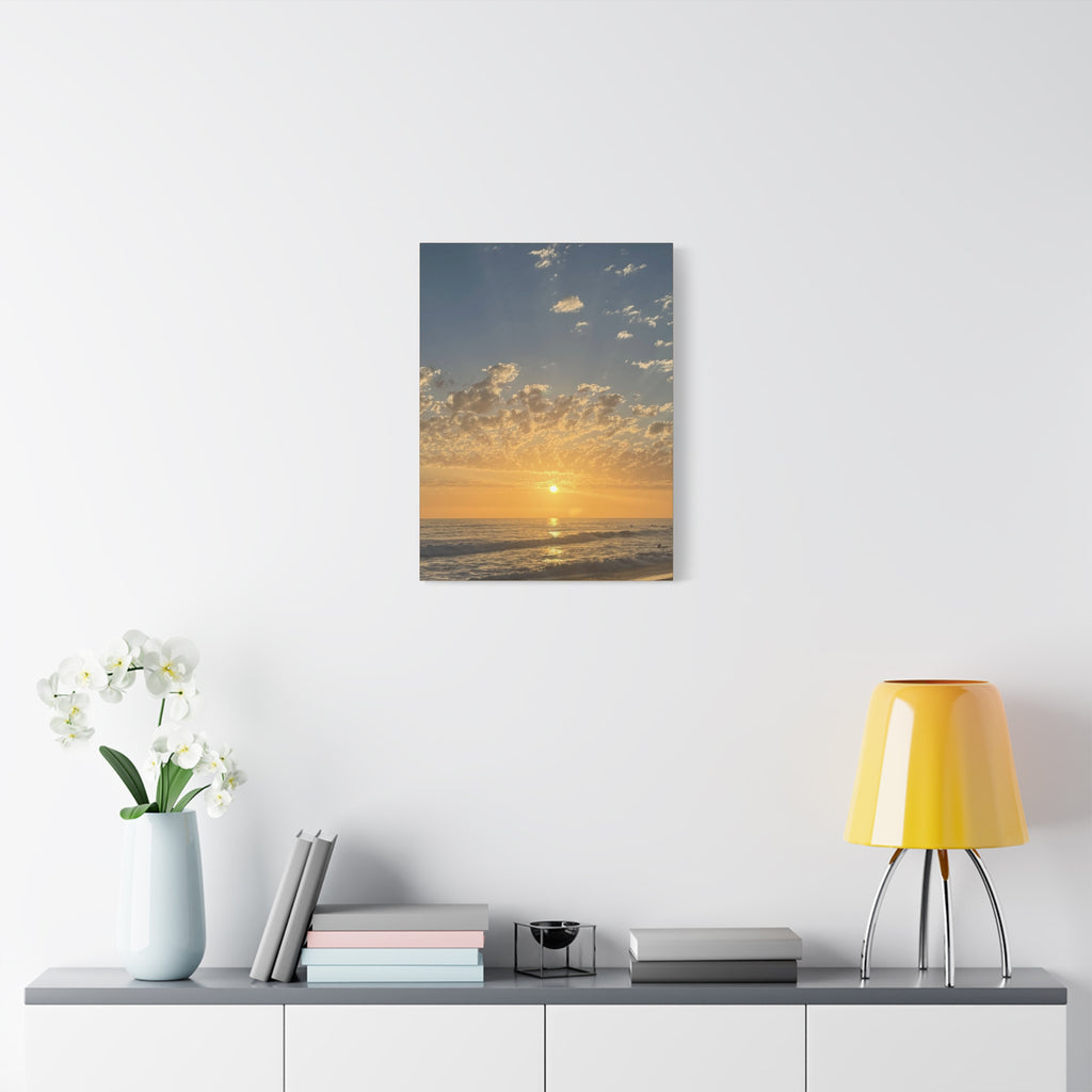 Sunset Over Ocean Matte Canvas Print — Beach Sunrise Wall Art (Stretched 1.25")