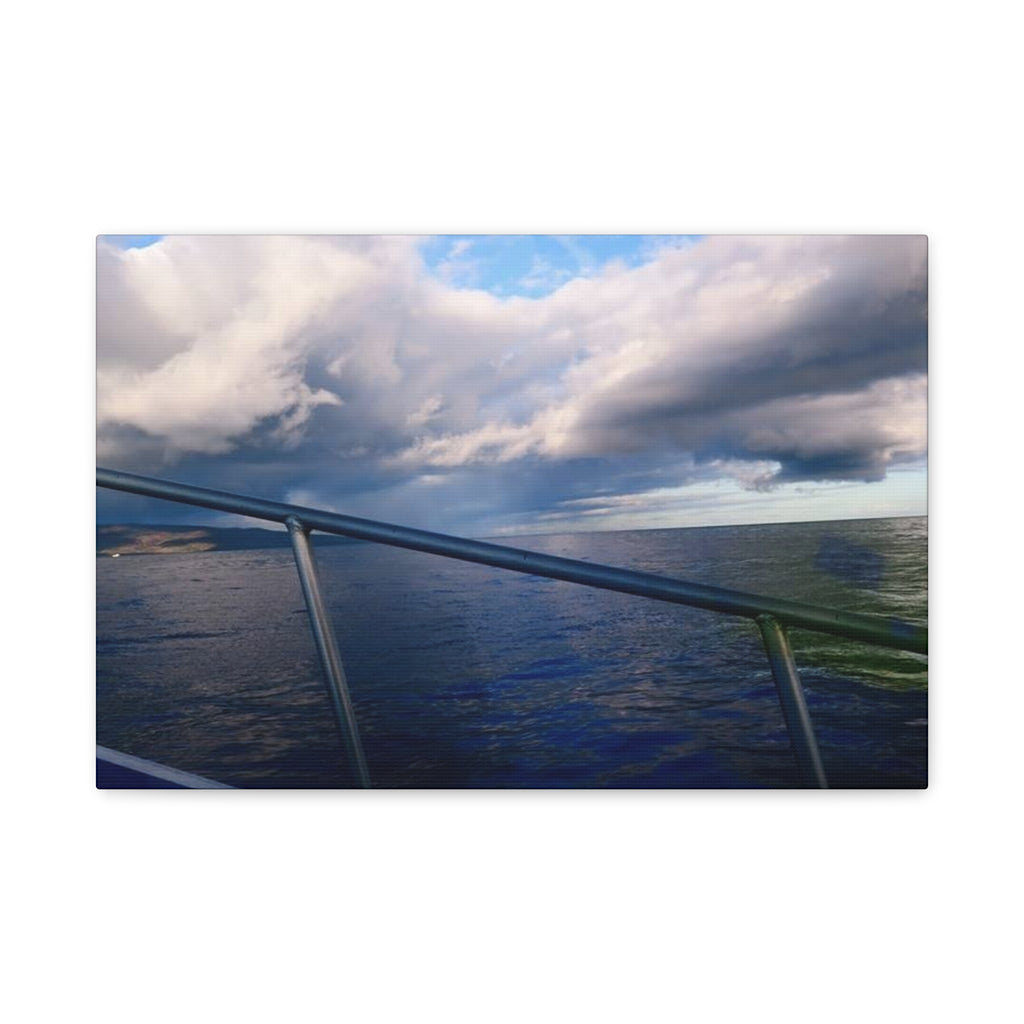 Ocean Horizon Boat Ride Matte Canvas Print – Stretched Seascape Wall Art