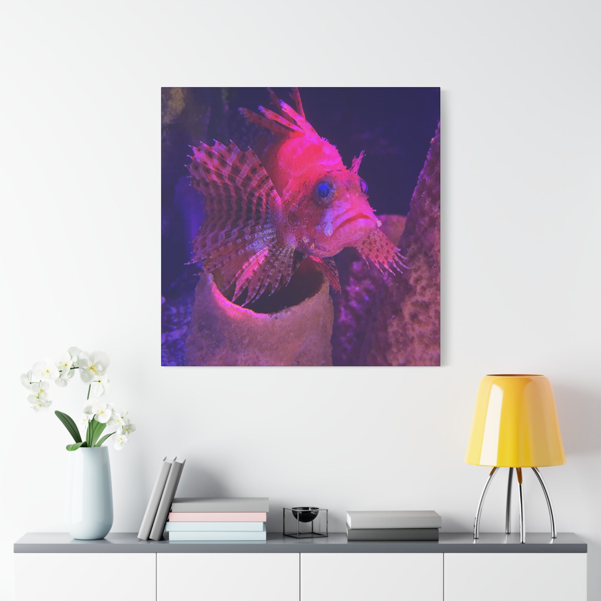 Fuzzy Dwarf Lionfish Canvas Print — Vibrant Marine Wall Art (1.25" Stretched)