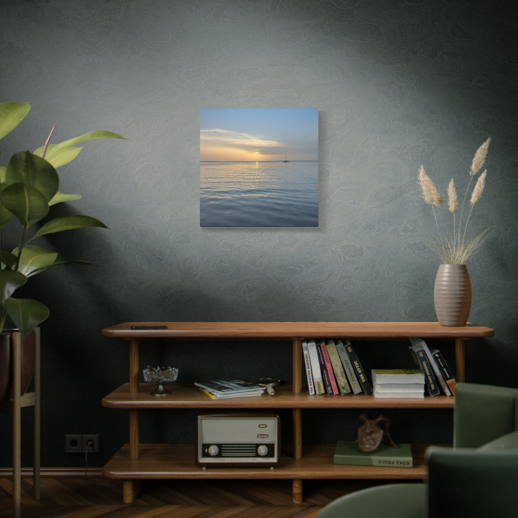 Sunset Sail Matte Canvas Print — Tranquil Ocean Wall Art, Stretched 1.25"