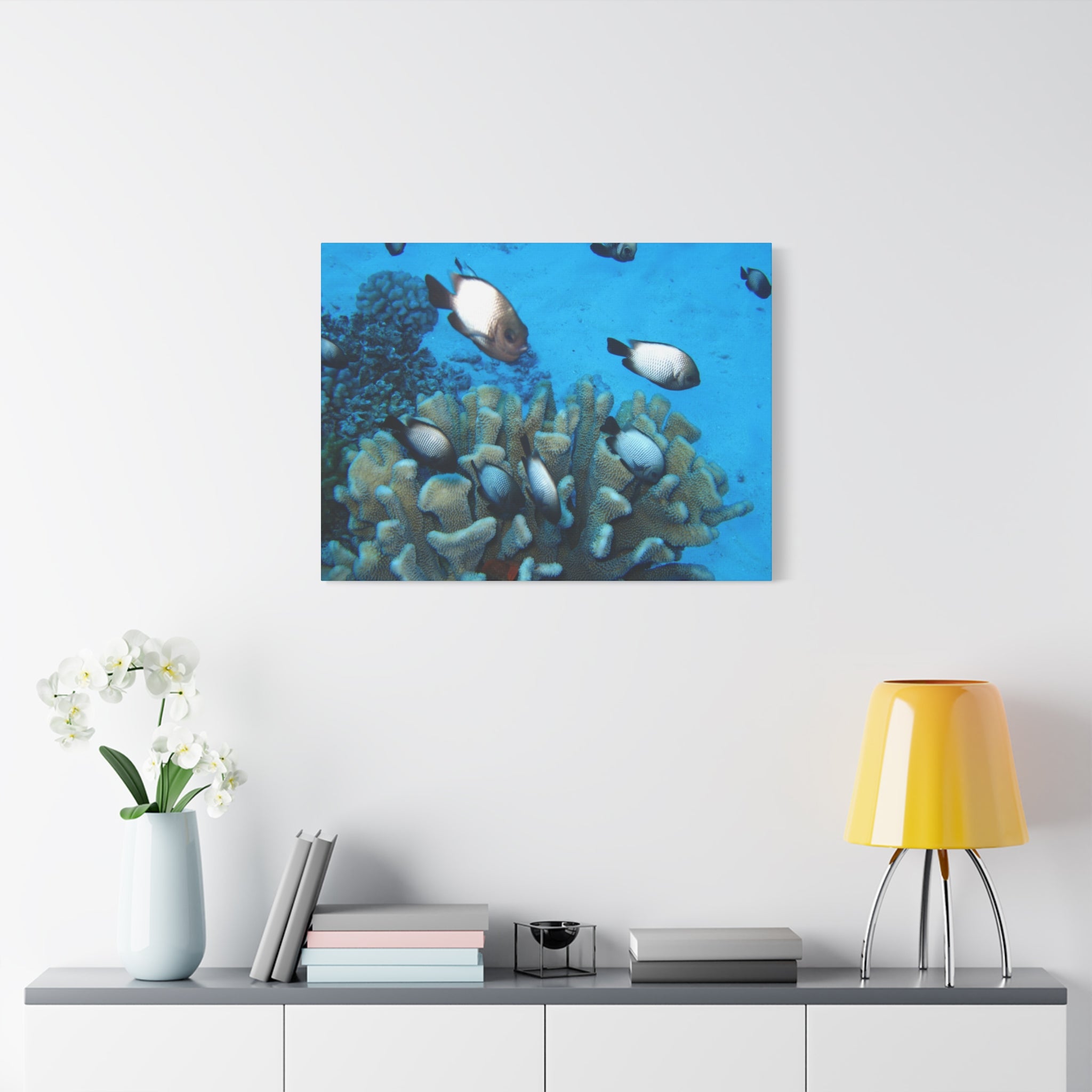 Underwater Coral Reef Canvas Wall Art — Tropical Fish Matte Stretched Canvas