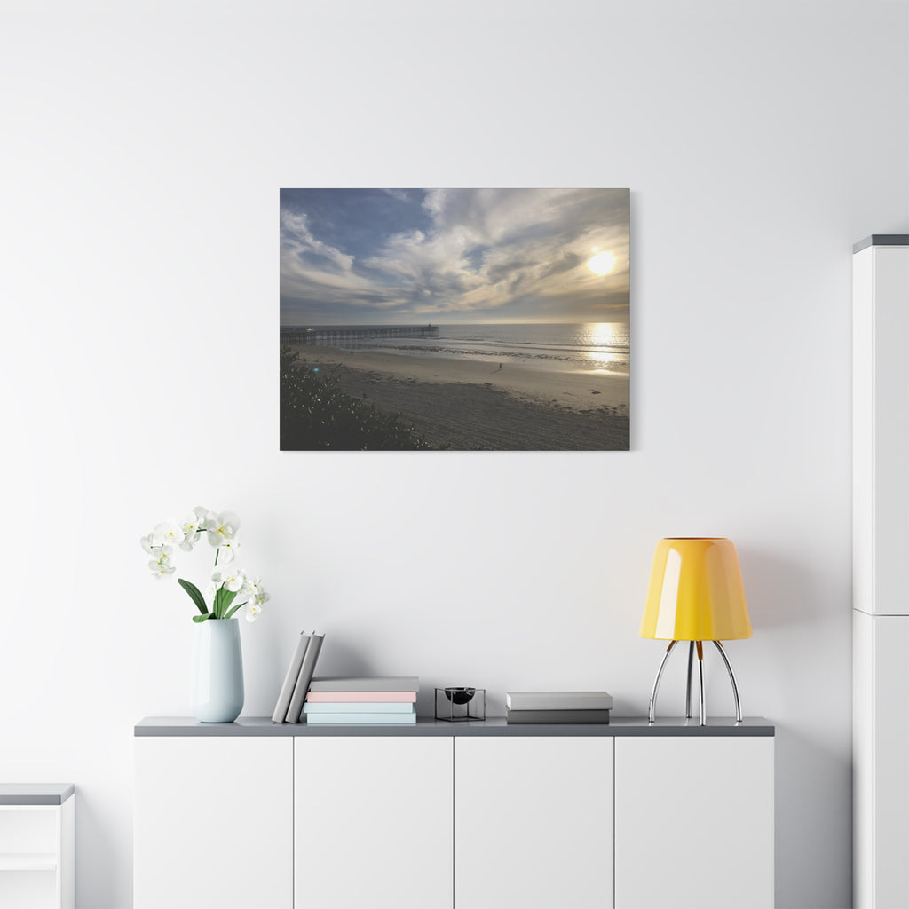 Sunset Pier Beach Canvas Print — Matte Stretched Wall Art