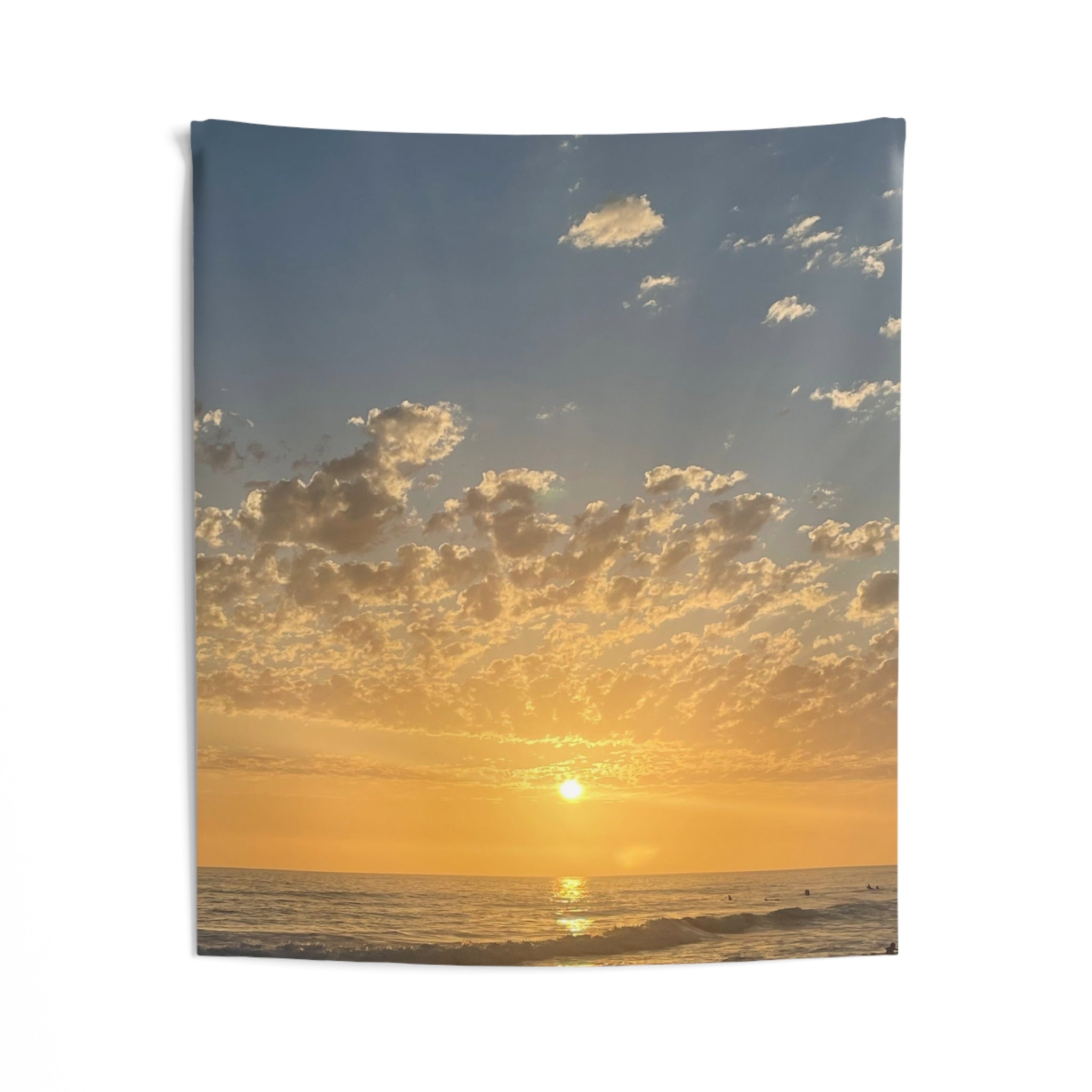 Sunset Beach Tapestry — Golden Ocean Sunset Wall Art