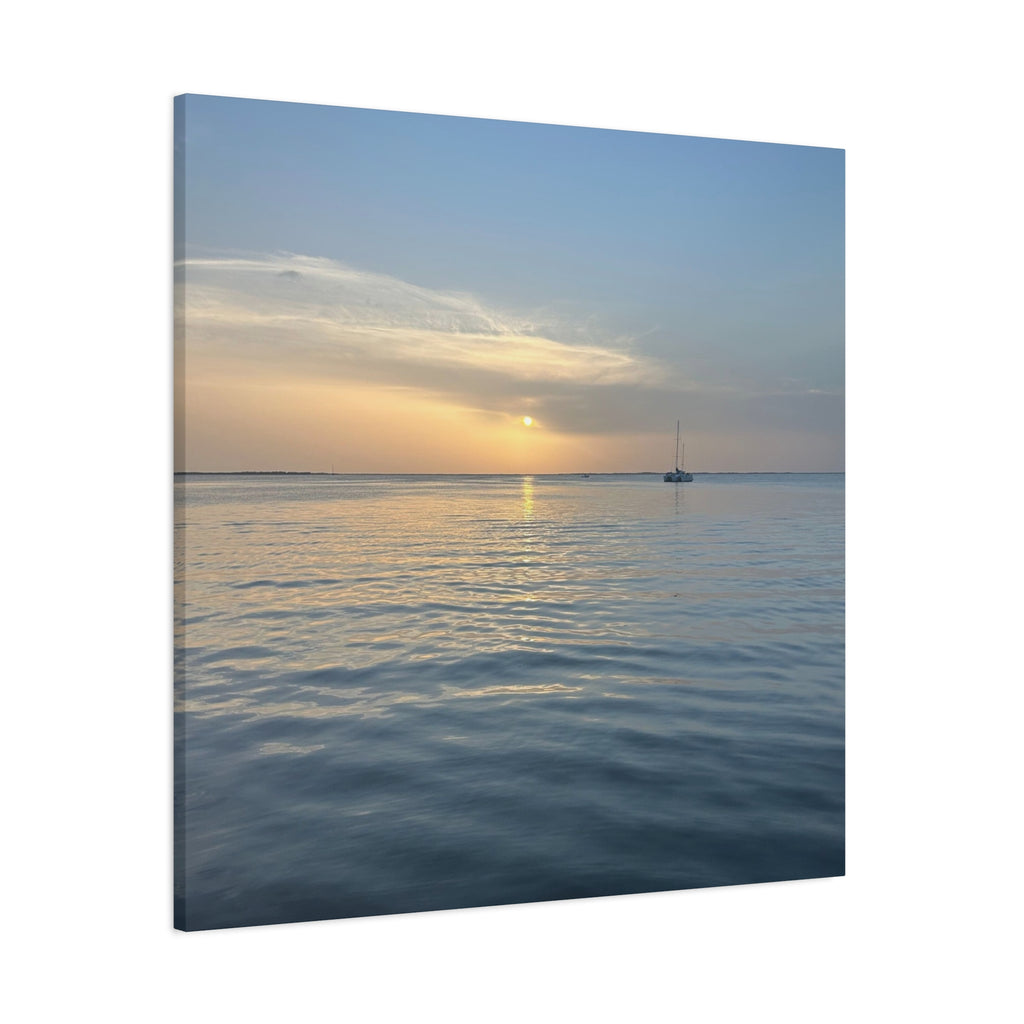 Sunset Sail Matte Canvas Print — Tranquil Ocean Wall Art, Stretched 1.25"