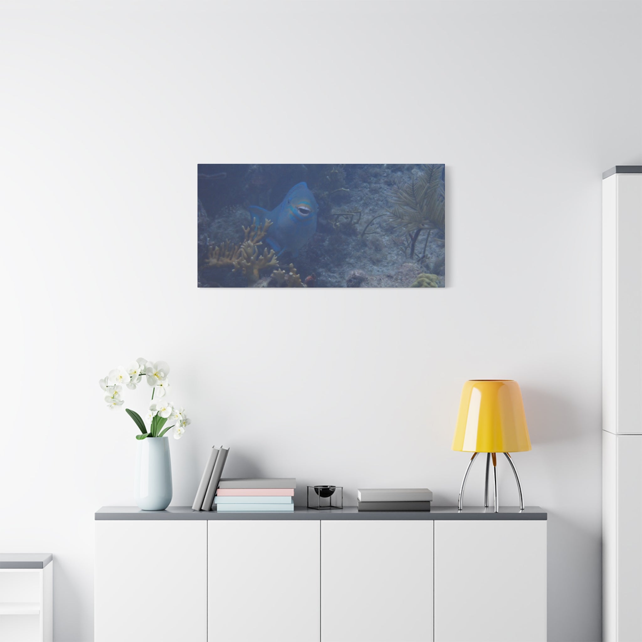 Underwater Parrotfish Canvas Print — Tropical Reef Wall Art
