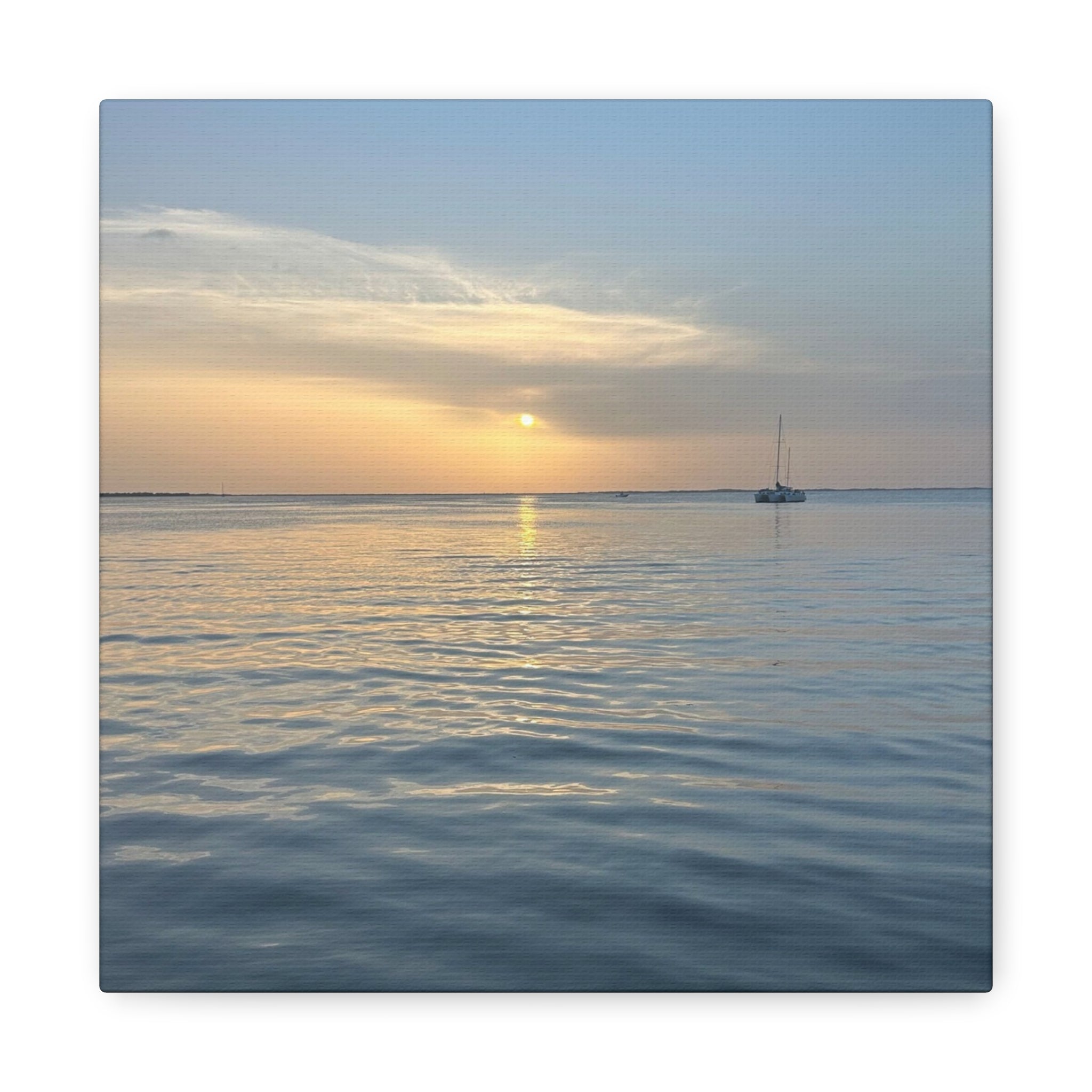 Sunset Sail Matte Canvas Print — Tranquil Ocean Wall Art, Stretched 1.25"