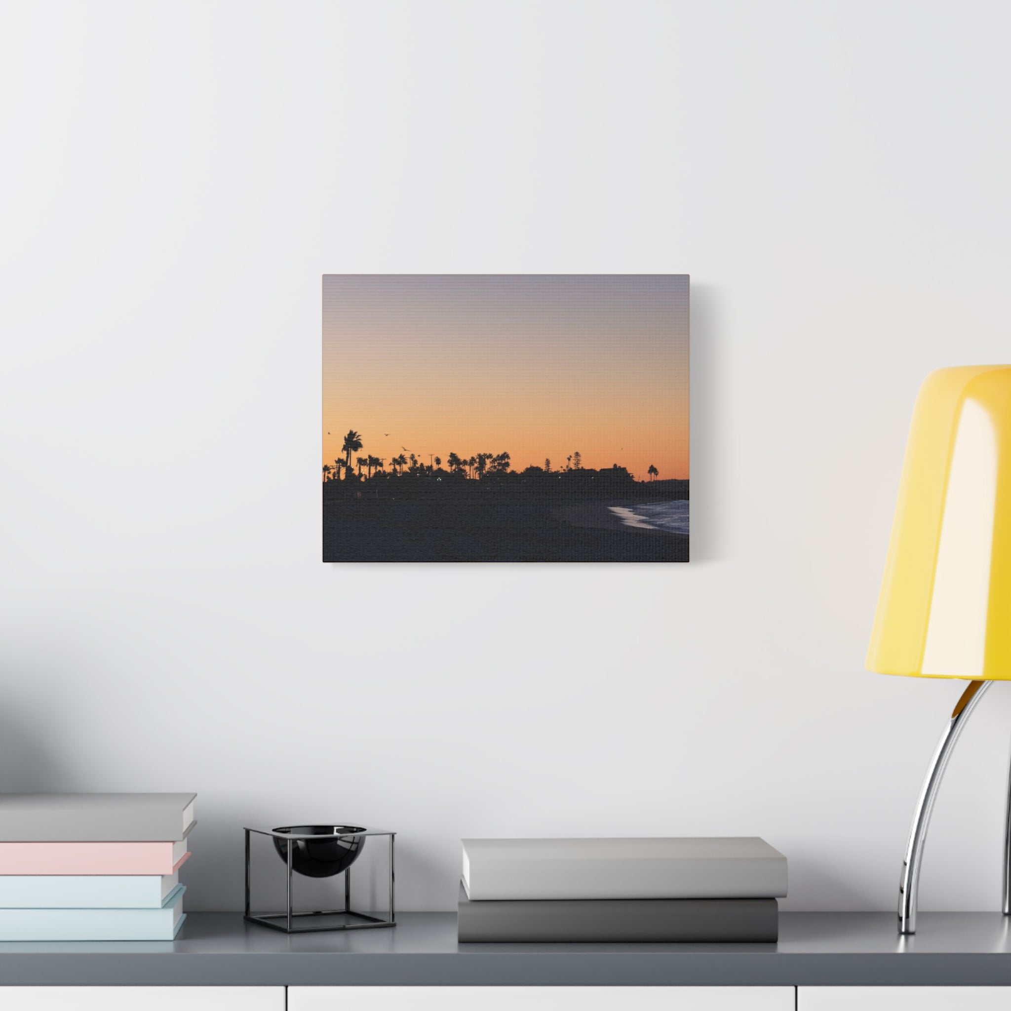 Sunset Beach Silhouette Matte Canvas Print
