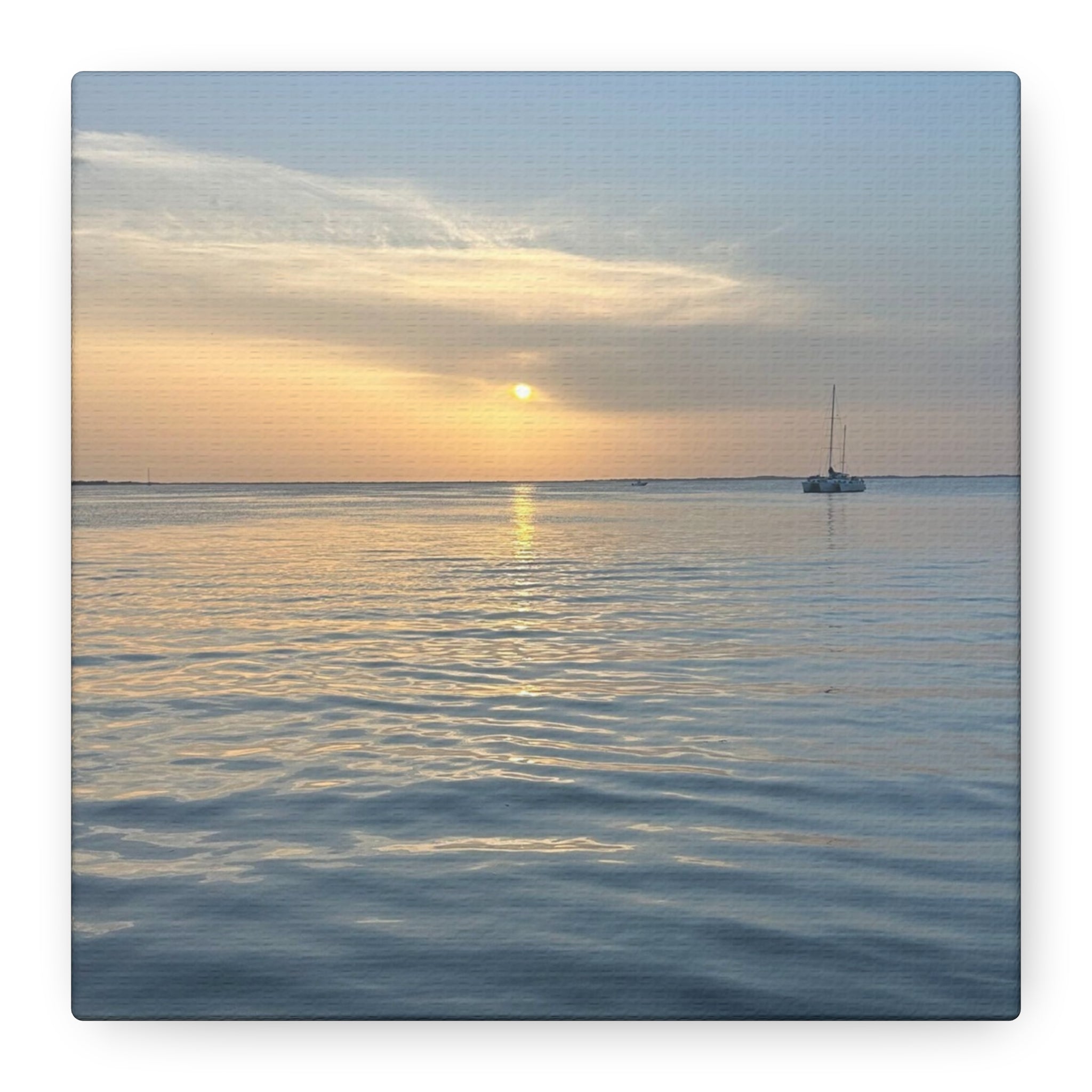 Sunset Sail Matte Canvas Print — Tranquil Ocean Wall Art, Stretched 1.25"