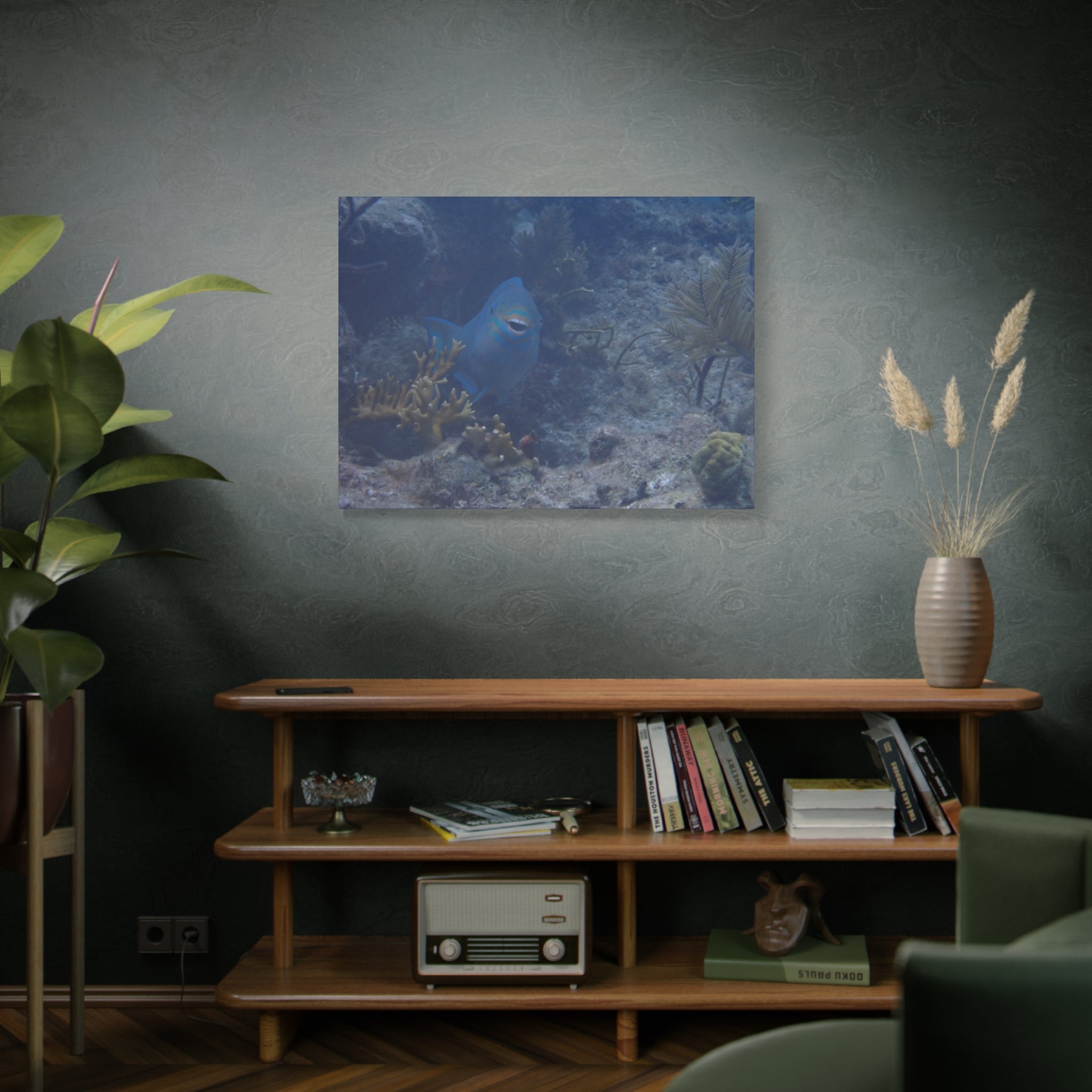 Underwater Parrotfish Canvas Print — Tropical Reef Wall Art