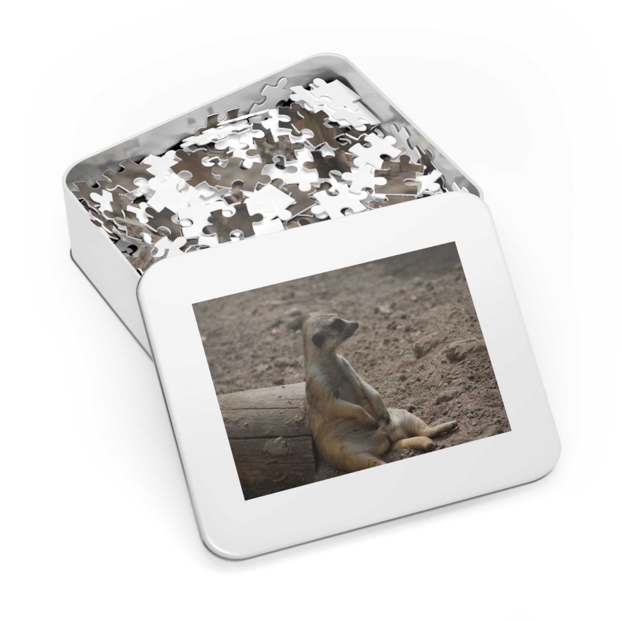 Meerkat Relaxing Jigsaw Puzzle Tin — Wildlife Puzzle Gift
