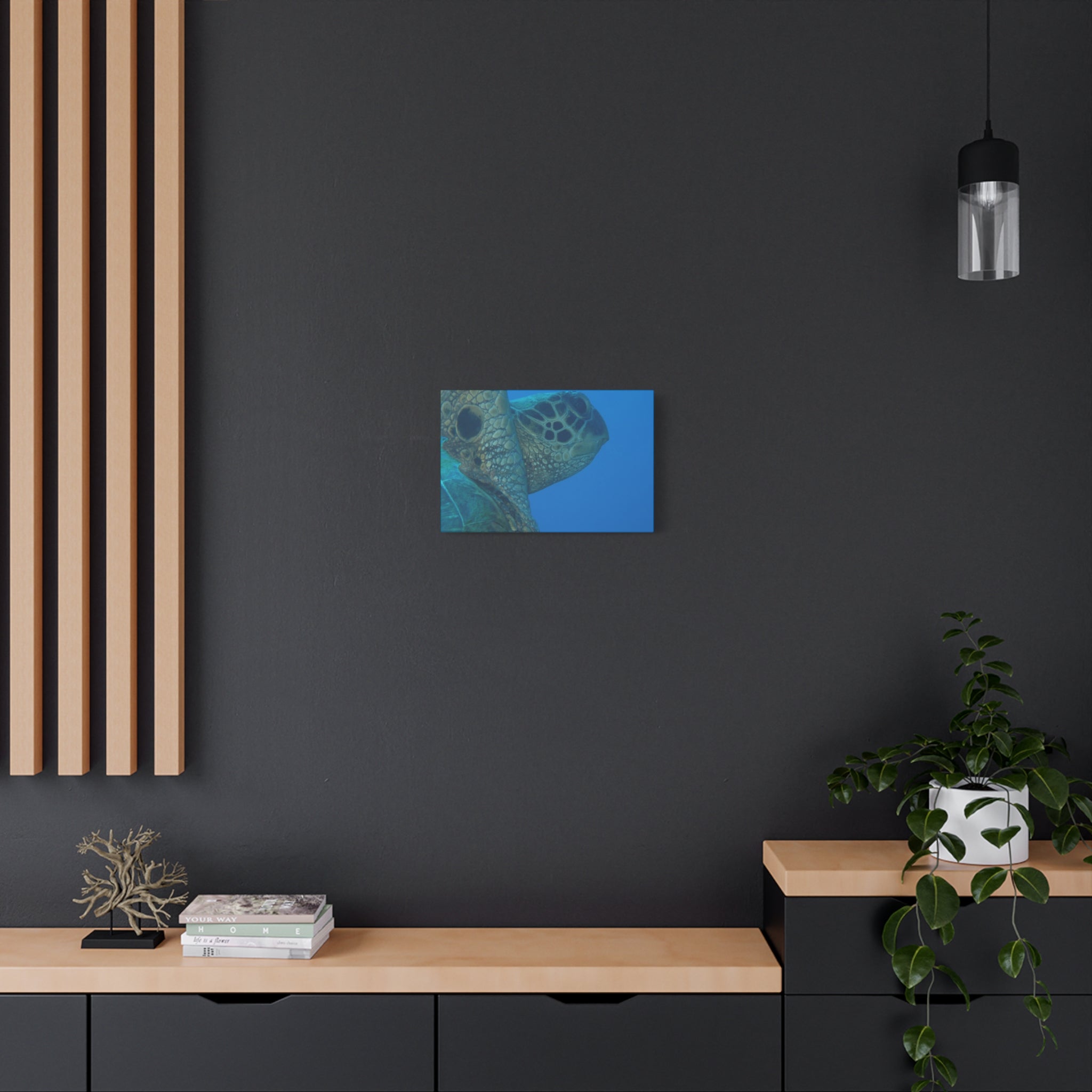 Green Sea Turtle Wall Canvas — Matte Stretched Ocean Photography Art