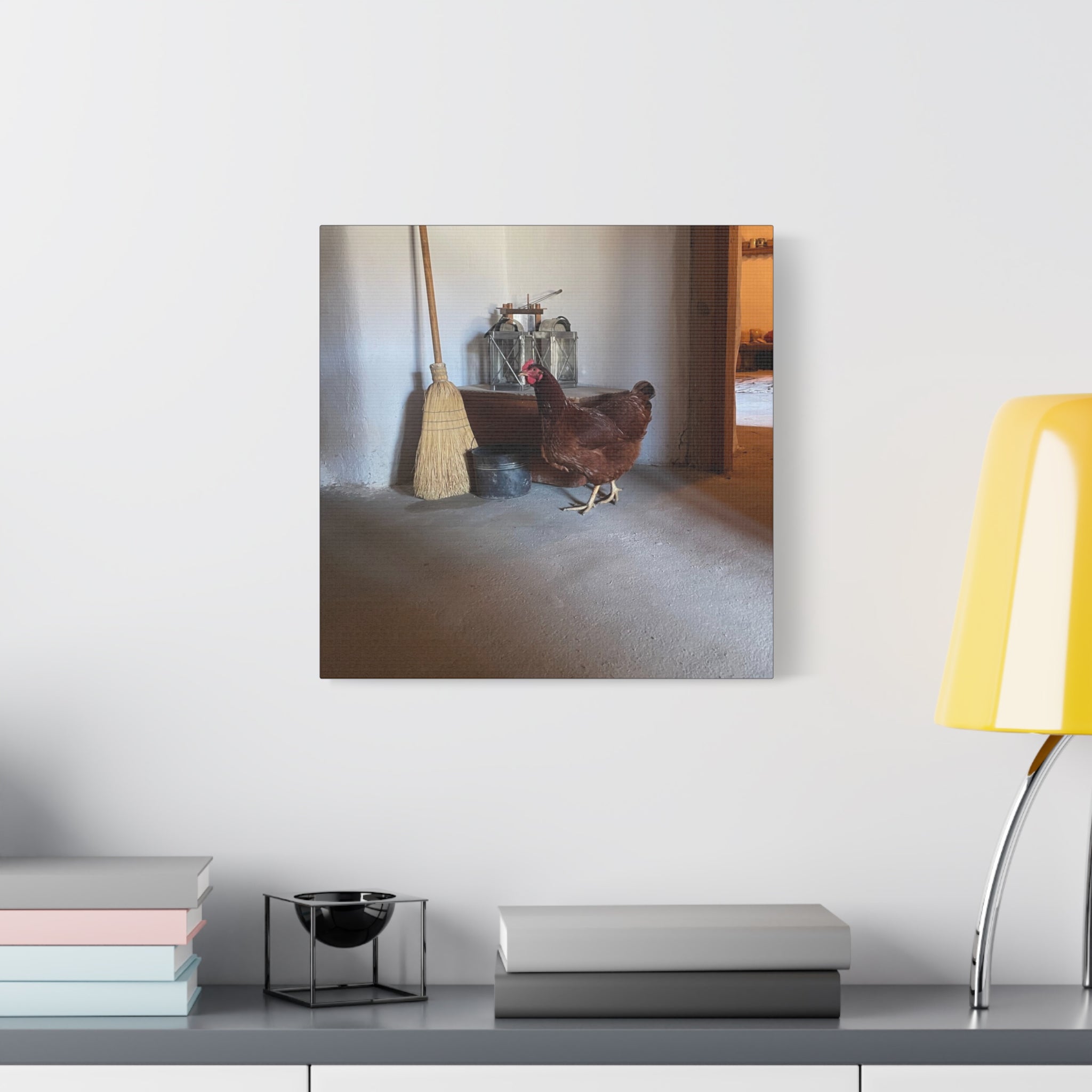Farmhouse Chicken Canvas Print - Rustic Hen Matte Stretched Wall Art