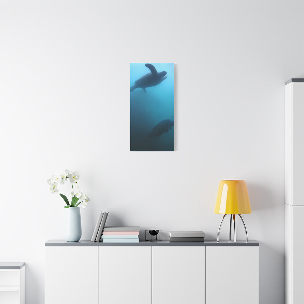Sea Turtle and Humphead Wrasse Ocean Canvas Wall Art — Matte Stretched 1.25"