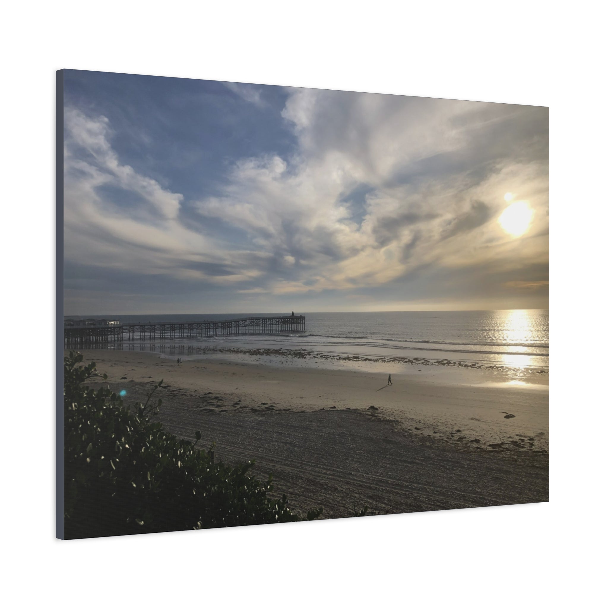 Sunset Pier Beach Canvas Print — Matte Stretched Wall Art