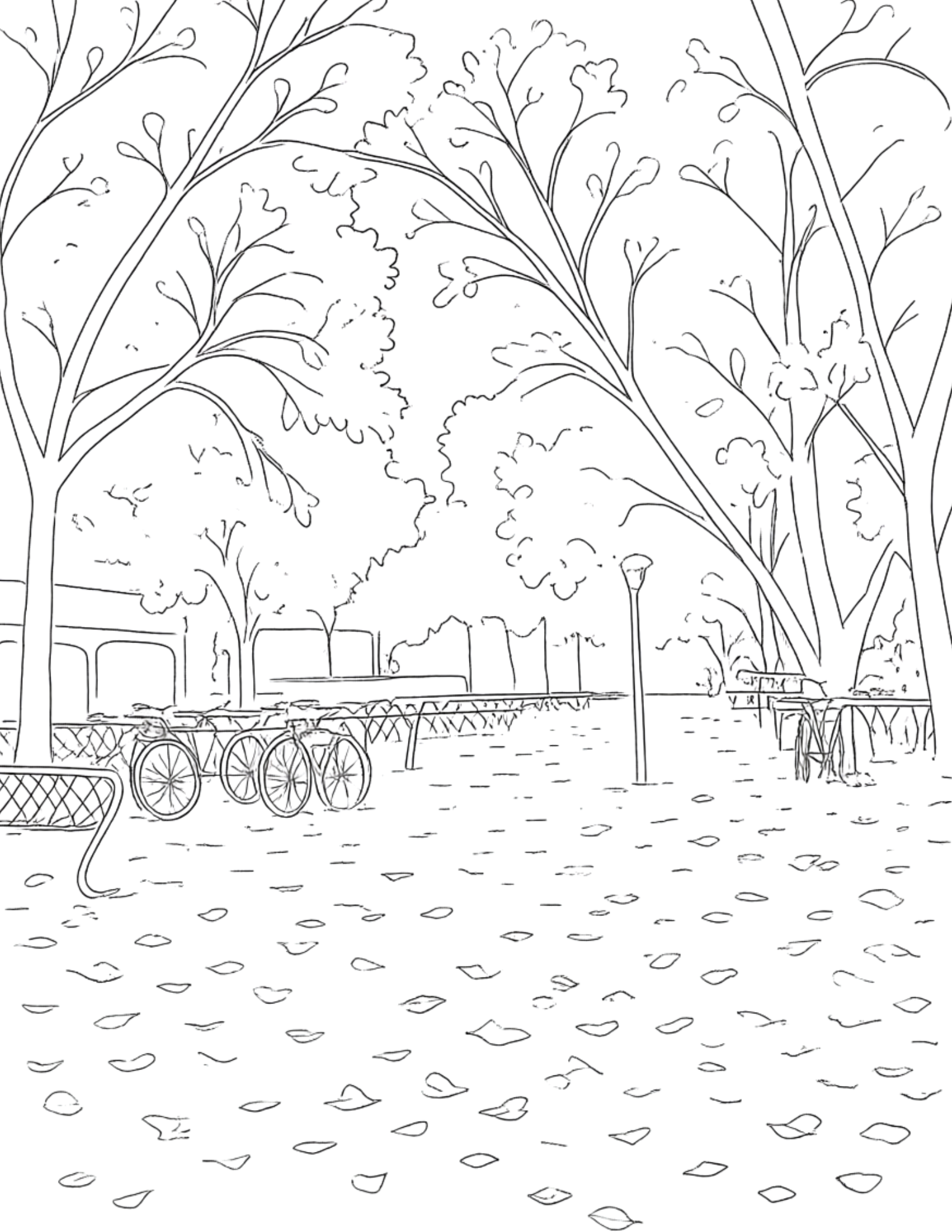 Nature Scene Coloring Pages